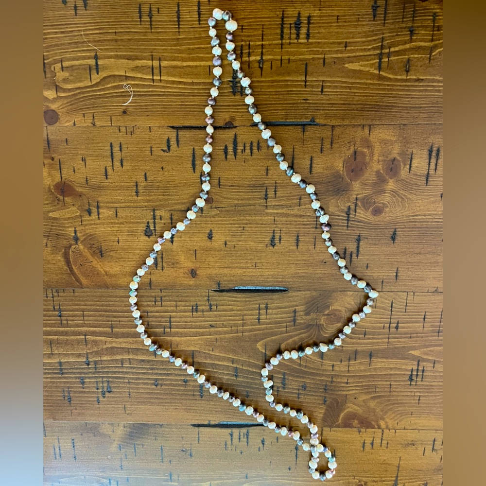 Natural pearl long strand necklace